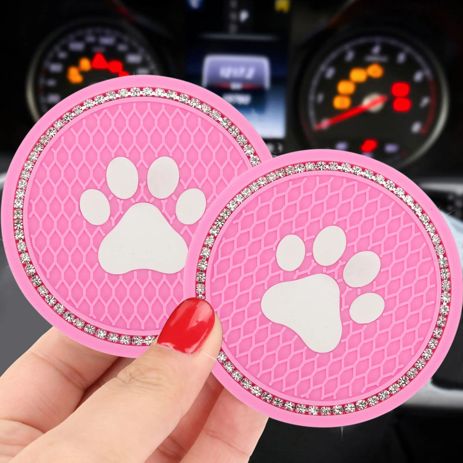2pcs Car Coaster Cat Paw Water Cup Bottle Pad PVC Non-slip Detachable Vehicle Cup Mat With Diamonds For Auto Interior Accessory
2pcs Car Coaster Cat Paw Water Cup Bottle Pad PVC Non-slip Detachable Vehicle Cup Mat With Diamonds For Auto Interior Accessory