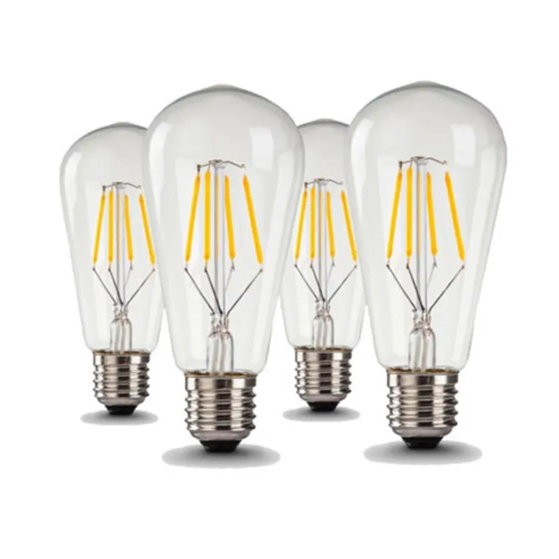 

4pcs/lot ST64 4W LED Filament Light E27 360LM LED Edison Bulb Warm Cool White Color COB Incandescent Bulb Lamps Light for Home