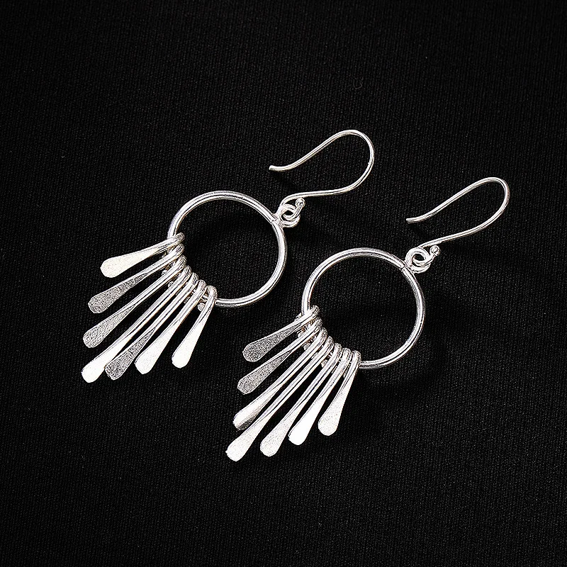 Silver 925 Jewelry Popular Ethnic Style Circle tassels Eardrop Women Sterling Silver Earrings For Engagement Weddings
Silver 925 Jewelry Popular Ethnic Style Circle tassels Eardrop Women Sterling Silver Earrings For Engagement Weddings