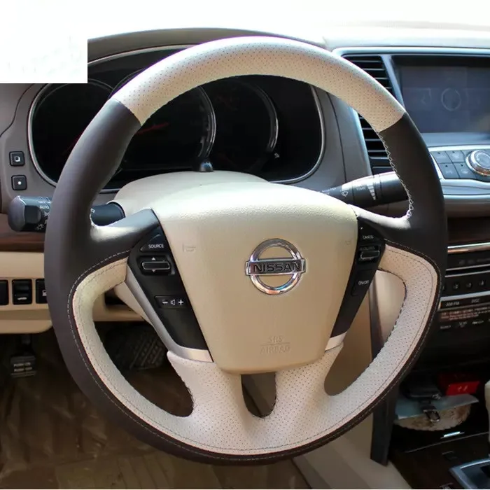 DIY hand-stitched leather suede leather car steering wheel cover for Nissan Teana X-TRAIL Tiida Murano Patrol GTR Accessories
DIY hand-stitched leather suede leather car steering wheel cover for Nissan Teana X-TRAIL Tiida Murano Patrol GTR Accessories