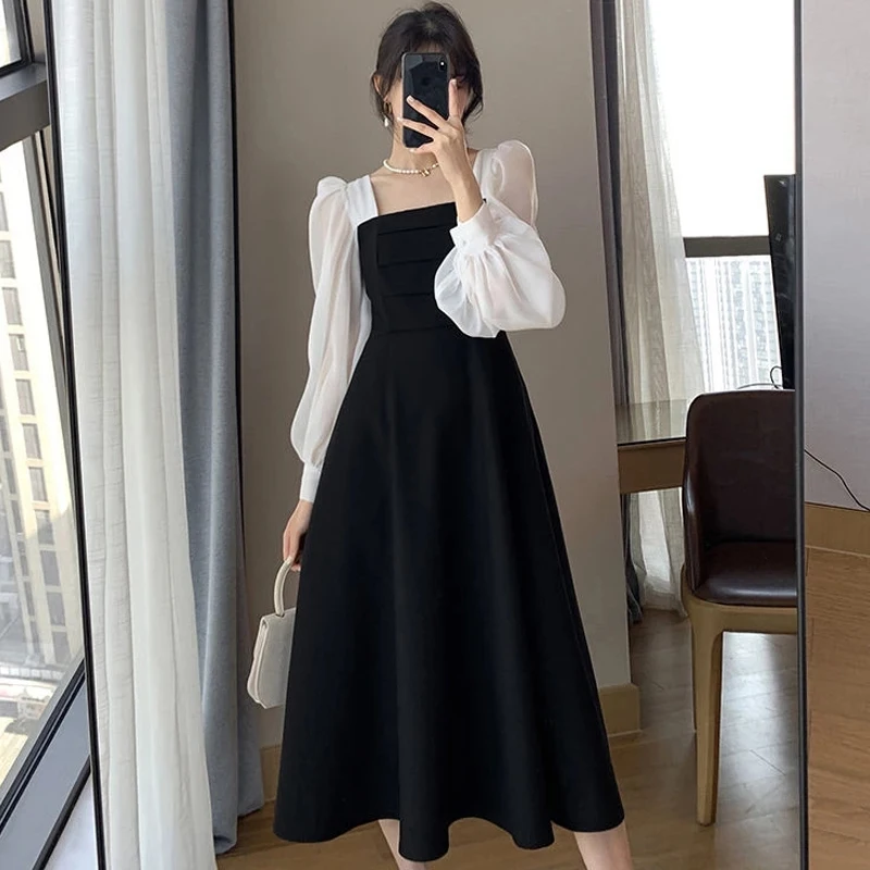 Summer Women Dresses Long Sleeve Elegant Square Collar Soft Vintage A-line Black French Style Dress Lolita Harajuku Robe
Summer Women Dresses Long Sleeve Elegant Square Collar Soft Vintage A-line Black French Style Dress Lolita Harajuku Robe