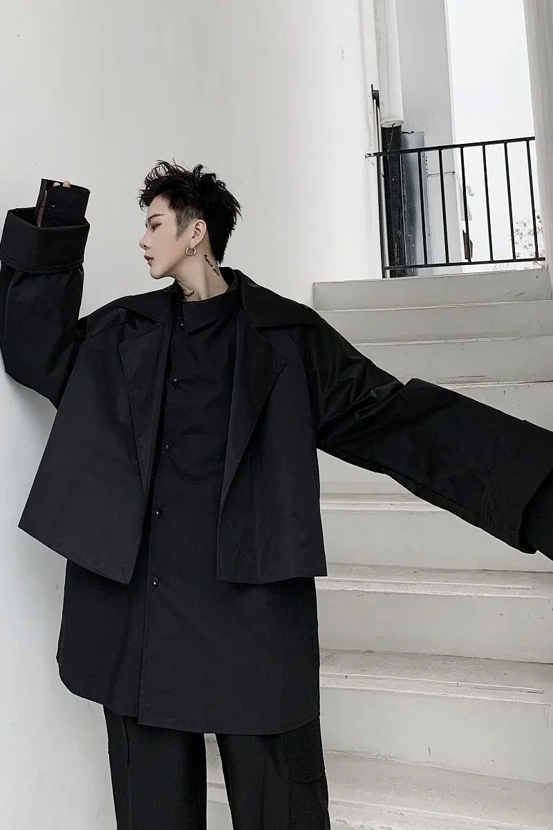 IEFB Cardigan Design Short Coat For Men 2021 Spring New Personalized Trend Black White Jacket Notched Collar Long Sleeve 9Y6456
IEFB Cardigan Design Short Coat For Men 2021 Spring New Personalized Trend Black White Jacket Notched Collar Long Sleeve 9Y6456