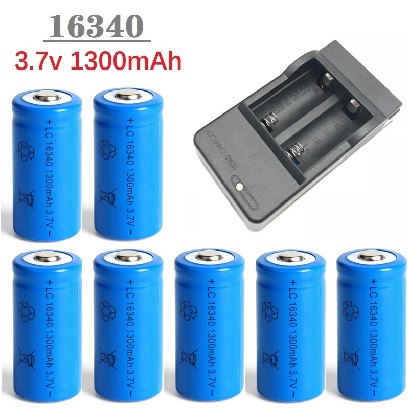 16340 Li-ion Rechargeable 1300mAh 3.7V Batteries CR123A Battery For LED Flashlight Travel Wall Charger For 16340 CR123A Battery
16340 Li-ion Rechargeable 1300mAh 3.7V Batteries CR123A Battery For LED Flashlight Travel Wall Charger For 16340 CR123A Battery