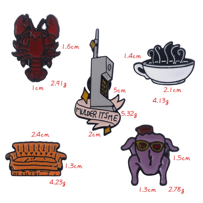ZXMJ Hot TV Friends Brooches Pins Turkey Lobster Crayfish Sofa Coffee Letter Central Perk Brooch Badge Coat Jewelry Gift For Fan
ZXMJ Hot TV Friends Brooches Pins Turkey Lobster Crayfish Sofa Coffee Letter Central Perk Brooch Badge Coat Jewelry Gift For Fan