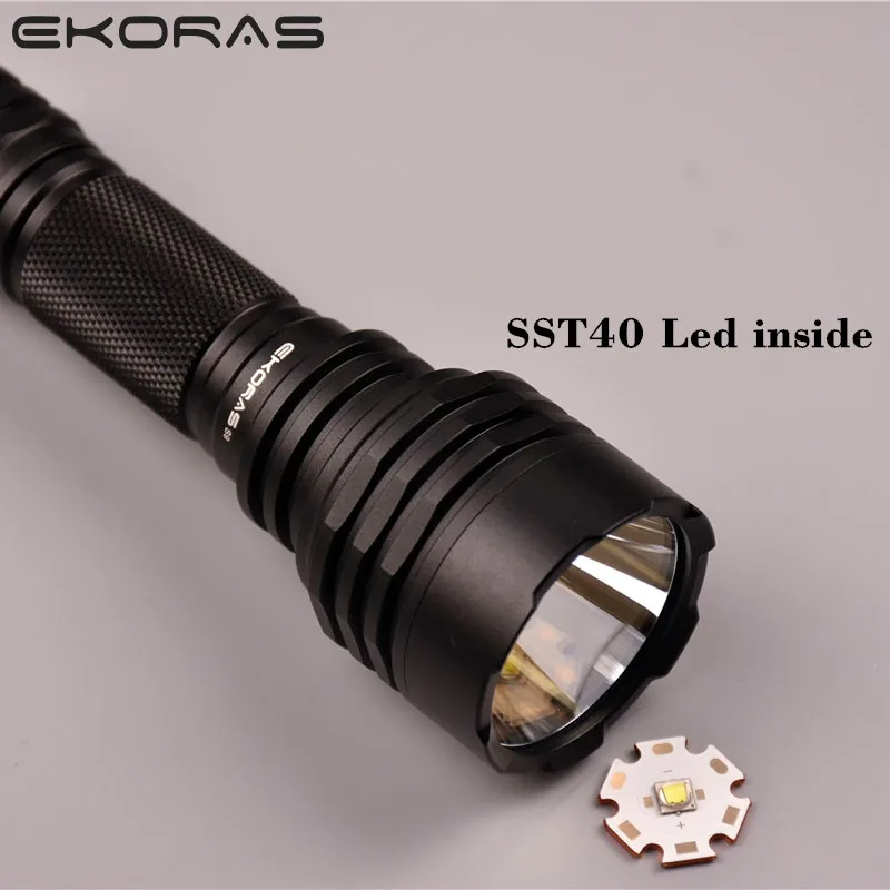 Фонарик Ekoras S9 SST40 1300 люмен 6500K 18650 Рабочая лампа водонепроницаемый внешний