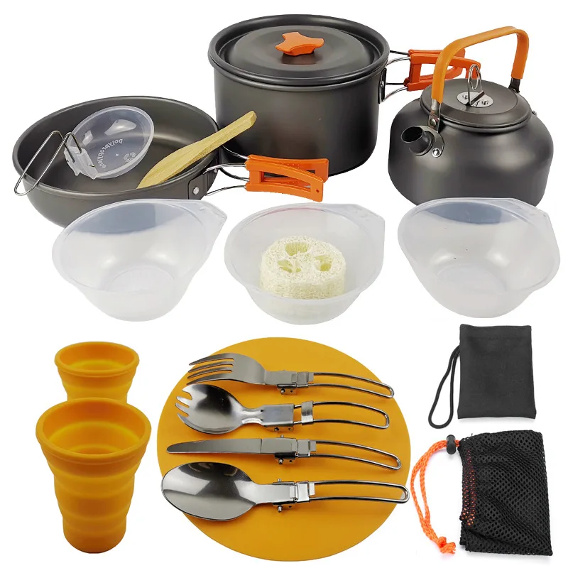 Outdoor supplies aluminum alloy tableware camping teapot cooker portable tableware 2-3 people camping cooker set
Outdoor supplies aluminum alloy tableware camping teapot cooker portable tableware 2-3 people camping cooker set