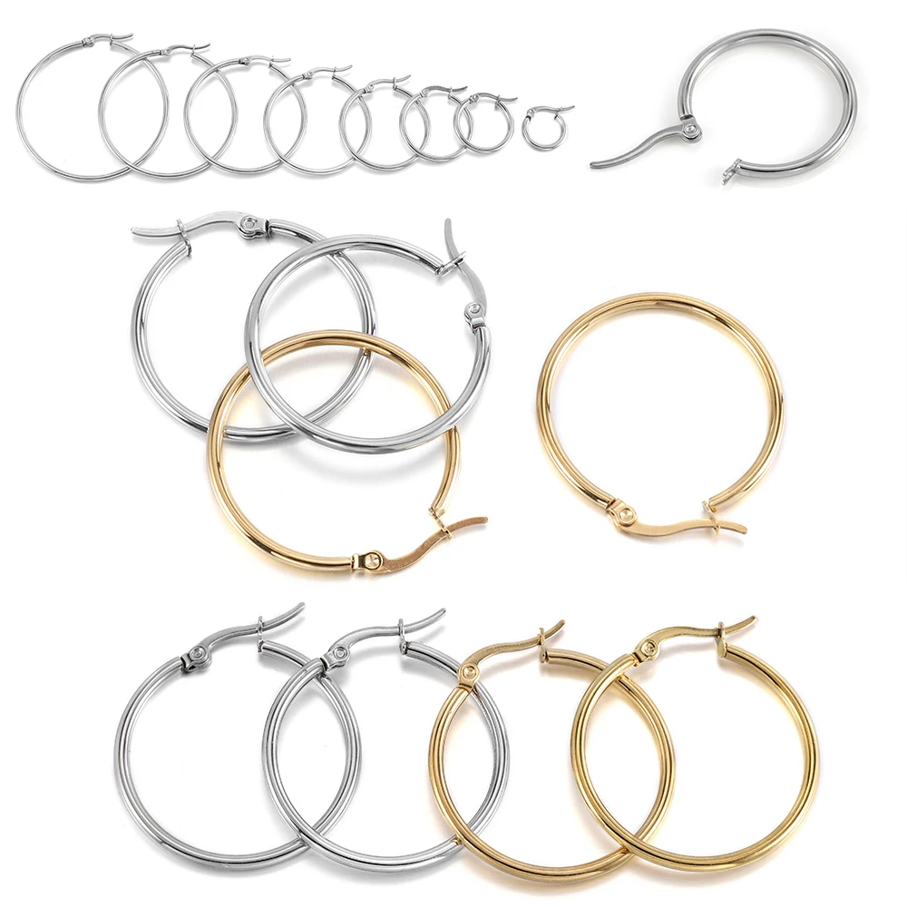 

10Pcs 15-50mm Stainless Steel Earrings Open Earring Hooks Base Gold Ear Ring Drops DIY Dangle Earring Jewelry Making Accessories