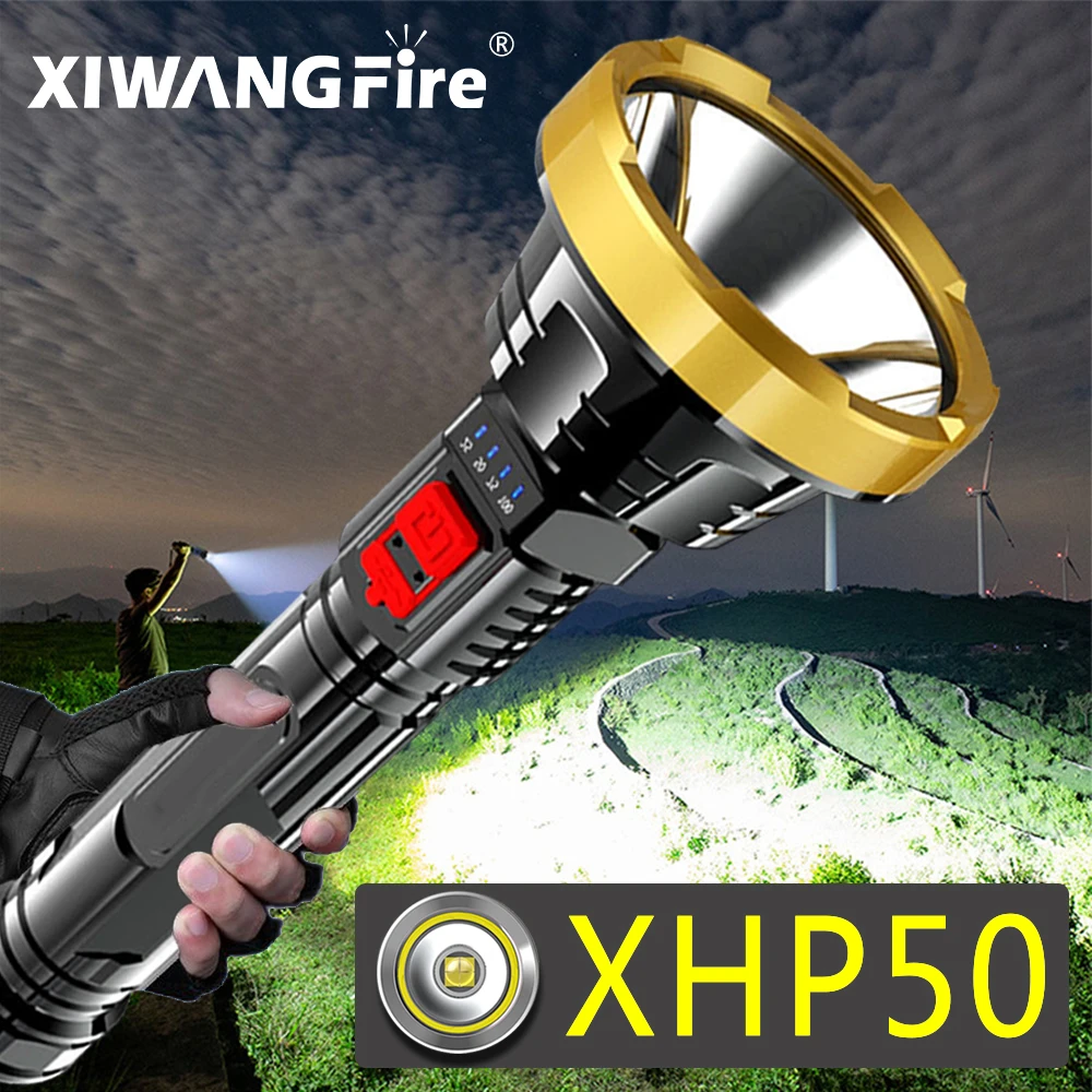 4-Core Powerful LED Flashlight Xhp50 Super Bright Torch 3 Modes Usb Rechargeable Led Torch Built-in 26650 Battery for Camping
4-Core Powerful LED Flashlight Xhp50 Super Bright Torch 3 Modes Usb Rechargeable Led Torch Built-in 26650 Battery for Camping