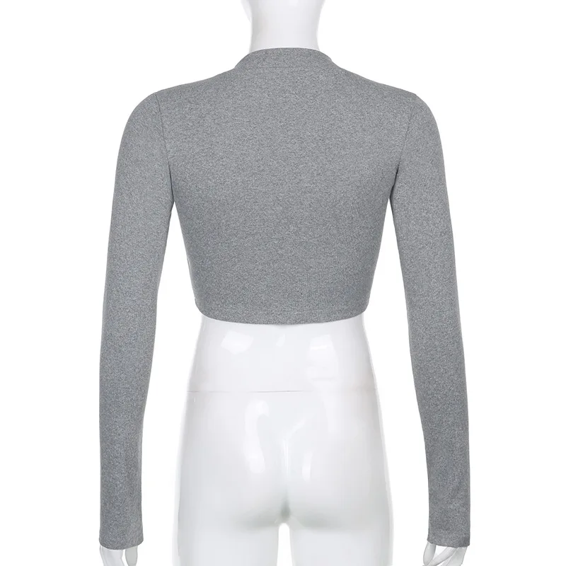 Sexy Double Zipper Ribbed Tops Women Casual Long Sleeve T-shirt Black White Grey Color Slim Fit Crop Tops Tees Autumn
Sexy Double Zipper Ribbed Tops Women Casual Long Sleeve T-shirt Black White Grey Color Slim Fit Crop Tops Tees Autumn