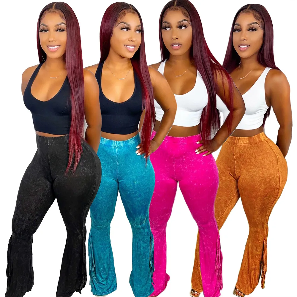 Casual Tassel Flare Pants for Women Fashion Elastics Waist Matching Bottoms Autumn Female Trousers 2021
Casual Tassel Flare Pants for Women Fashion Elastics Waist Matching Bottoms Autumn Female Trousers 2021
