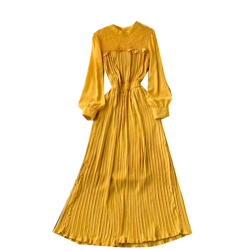 Purple/Green/Yellow Women Pleated Chiffon Maxi Dress Vintage O-Neck Puff Sleeve High Waist Draped Long Robe Female Vestido Fall
Purple/Green/Yellow Women Pleated Chiffon Maxi Dress Vintage O-Neck Puff Sleeve High Waist Draped Long Robe Female Vestido Fall