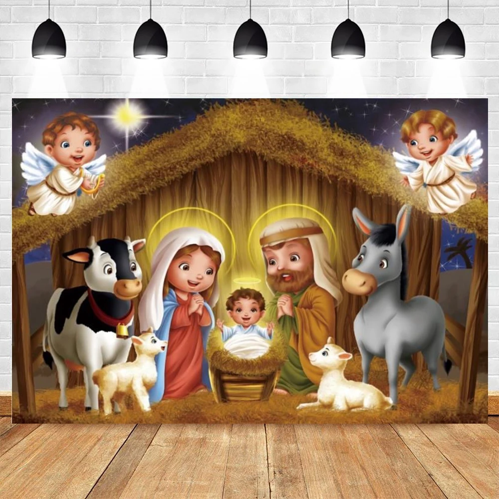 Yeele Christmas Cartoon Jesus Birth Angel Nativity Scene Photo Backdrop Bullpen Sheep Background Photography For Photo Studio
Yeele Christmas Cartoon Jesus Birth Angel Nativity Scene Photo Backdrop Bullpen Sheep Background Photography For Photo Studio