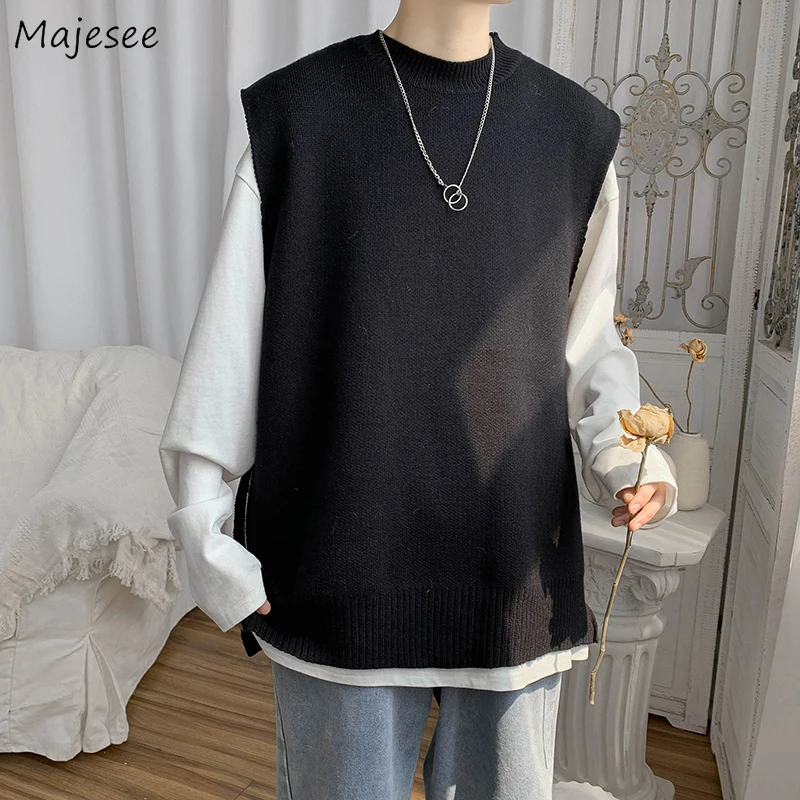 Sweater Vest Men Solid Side-slit O-neck Loose Harajuku Japanese Style Streetwear College Knitted Trendy Leisure Retro Spliced
Sweater Vest Men Solid Side-slit O-neck Loose Harajuku Japanese Style Streetwear College Knitted Trendy Leisure Retro Spliced