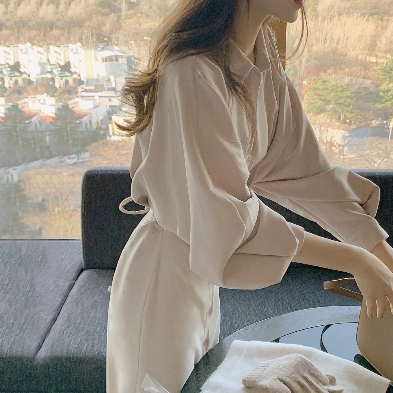 Women Chic French Korean Style Elegant Dress Spring and Autumn Lantern Sleeve Dress Lace-up Waist Slimming Long Shirt Dress
Women Chic French Korean Style Elegant Dress Spring and Autumn Lantern Sleeve Dress Lace-up Waist Slimming Long Shirt Dress