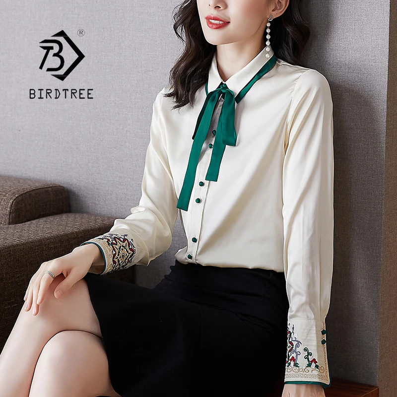 Silk Blouse Women Long Sleeve Embroidery Bowtie Shirt Female 2021 Spring Workwear Tops Blusas Roupa T11901X
Silk Blouse Women Long Sleeve Embroidery Bowtie Shirt Female 2021 Spring Workwear Tops Blusas Roupa T11901X