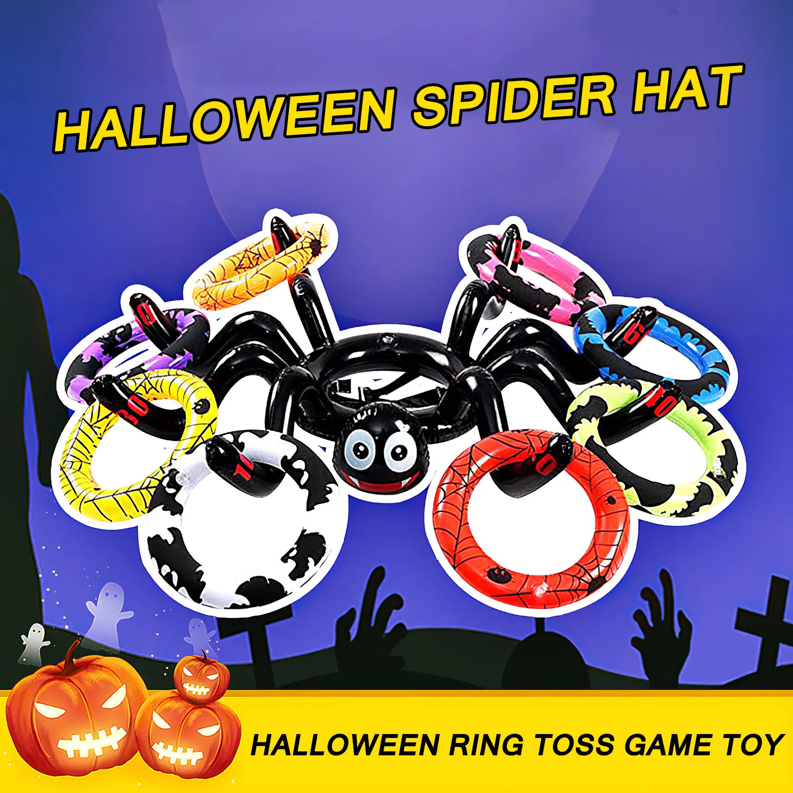 Halloween Party Games Inflatable Witch Hat Spider Bat Ring Toss Toys For Kid Halloween Carnival Party Indoors Outdoor Activities
Halloween Party Games Inflatable Witch Hat Spider Bat Ring Toss Toys For Kid Halloween Carnival Party Indoors Outdoor Activities