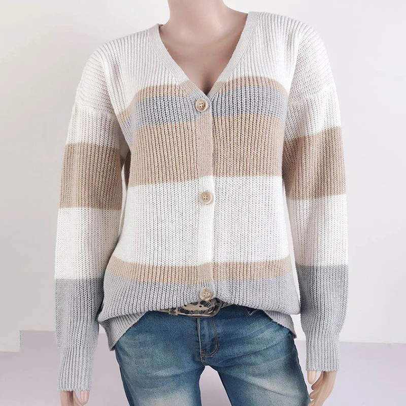 YRRETY Autumn Sweater Cardigans Women Long Sleeve Female Solid Winter Clothes Stripe Splicing Clothes Jumper V Neck Jacket 2021
YRRETY Autumn Sweater Cardigans Women Long Sleeve Female Solid Winter Clothes Stripe Splicing Clothes Jumper V Neck Jacket 2021