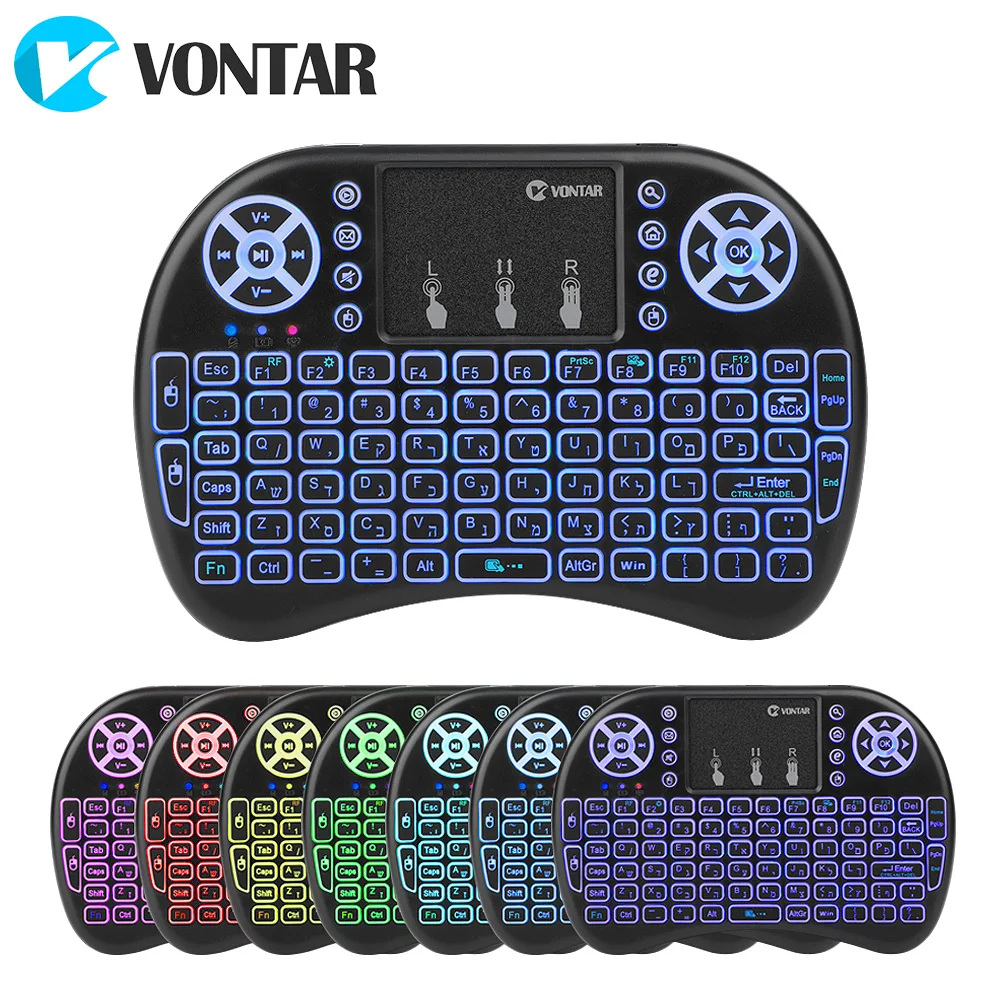 

VONTAR Israel Hebrew English Language Mini Keyboard 2.4G i8 Wireless Mini Keyboard Touchpad Mouse Combo For Tv box mini pc ps3