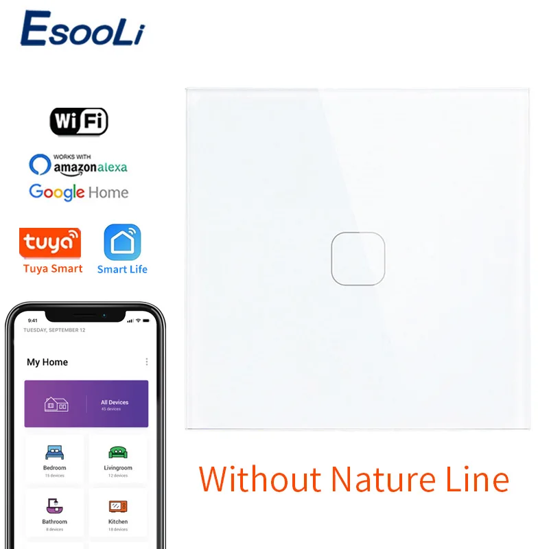 EsooLi Standard 1 Gang Crystal Glass Panel EU/UK Light Touch Switch Tuya/Smart Life Wireless ControL Electric Touch Light Switch
EsooLi Standard 1 Gang Crystal Glass Panel EU/UK Light Touch Switch Tuya/Smart Life Wireless ControL Electric Touch Light Switch