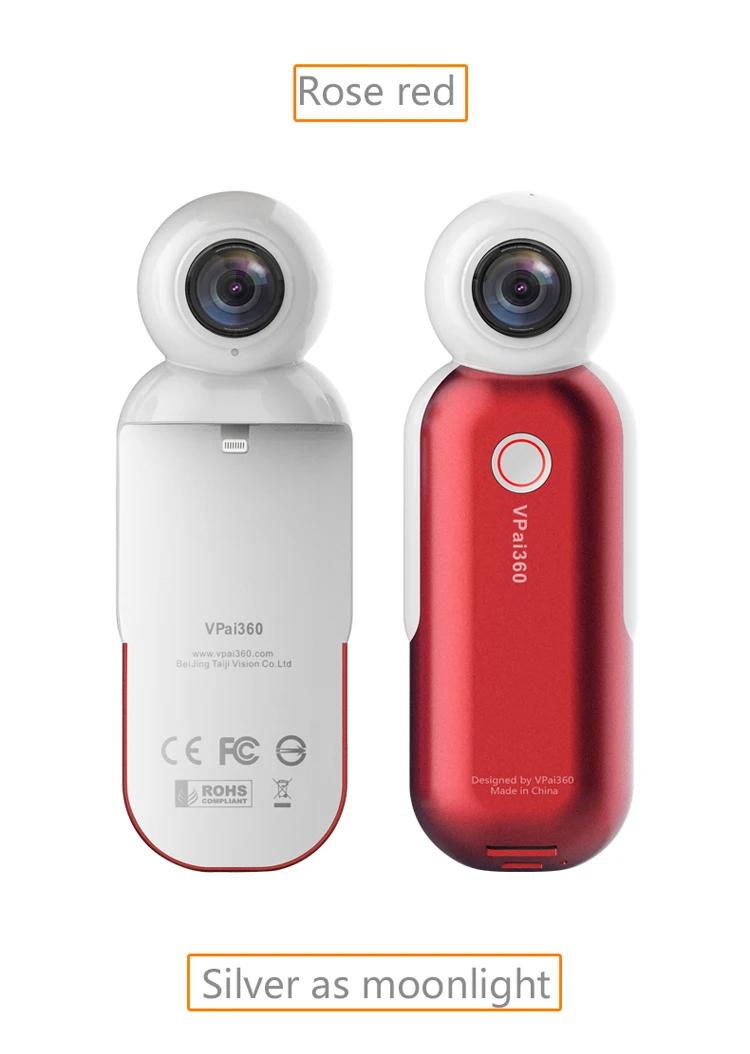 mobile phone VR Panoramic camera with fish-eye lens seamless stitching WiFi connected
mobile phone VR Panoramic camera with fish-eye lens seamless stitching WiFi connected