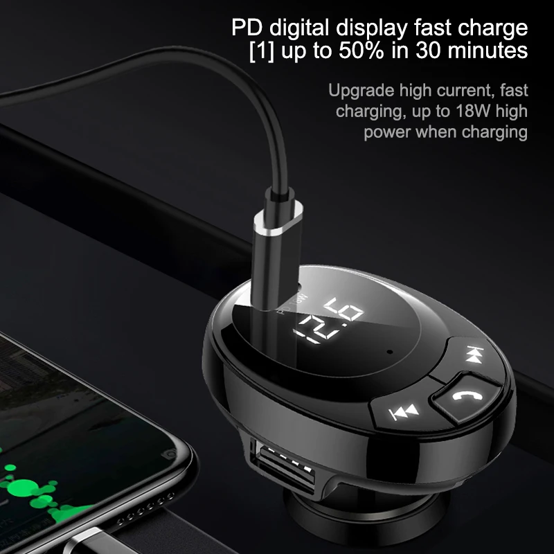 Bluetooth 5.0 FM Transmitter Car Mp3 Player 18W Car Fast Charging Lossless Sound U Disk TF Card Hands Free Multi-Protections
Bluetooth 5.0 FM Transmitter Car Mp3 Player 18W Car Fast Charging Lossless Sound U Disk TF Card Hands Free Multi-Protections