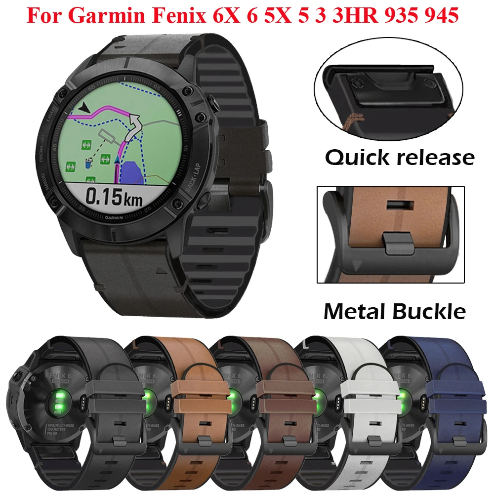 

26mm Silicone Leather Quick fit Watchband Strap For Garmin TACTIX DELTA/Fenix 6X / 5X plus/ Fenix3 HR Smart Watch Band Correa