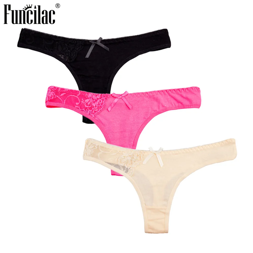 FUNCILAC Women Thongs and G Strings Sexy Lace Transparent Tanga Knickers Underwear Women's Panties Intimates Briefs 3pcs/Lot
FUNCILAC Women Thongs and G Strings Sexy Lace Transparent Tanga Knickers Underwear Women's Panties Intimates Briefs 3pcs/Lot