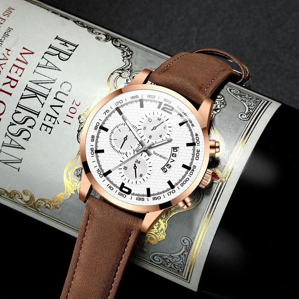 Explosive Products Selling Korean Casual Fashion Men's Belt Watch Fake Three-eye Calendar Digital Scale Quartz Watch Men
Explosive Products Selling Korean Casual Fashion Men's Belt Watch Fake Three-eye Calendar Digital Scale Quartz Watch Men