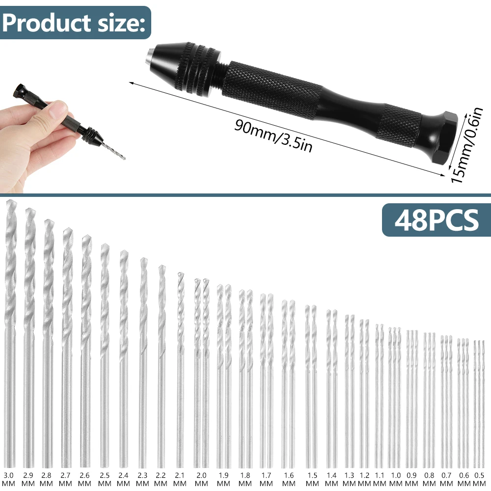 60 Pcs Mini Twist Drill Bit Set Pin Vises Micro Hand Twist Drill Bit with Keyless Chuck Drill Woodworking Drilling Rotary Tools
60 Pcs Mini Twist Drill Bit Set Pin Vises Micro Hand Twist Drill Bit with Keyless Chuck Drill Woodworking Drilling Rotary Tools