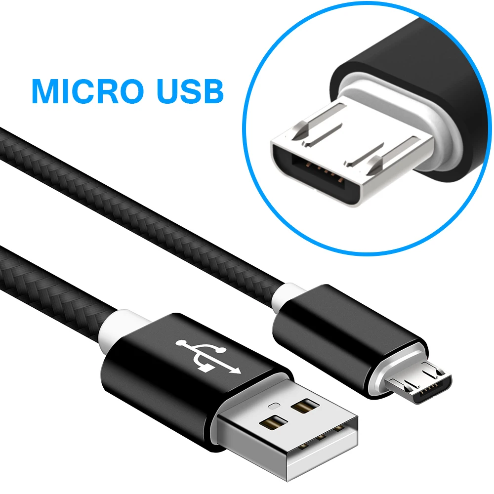 Micro USB кабель 2A быстрой зарядки нейлоновая оплетка синхронизации данных Android