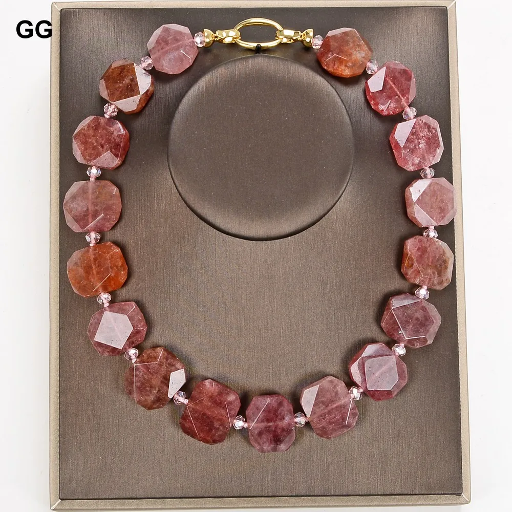 GG Jewelry 19'' Natural Faceted Strawberry Quartz Chunky Rectangle Nugget Necklace
GG Jewelry 19'' Natural Faceted Strawberry Quartz Chunky Rectangle Nugget Necklace