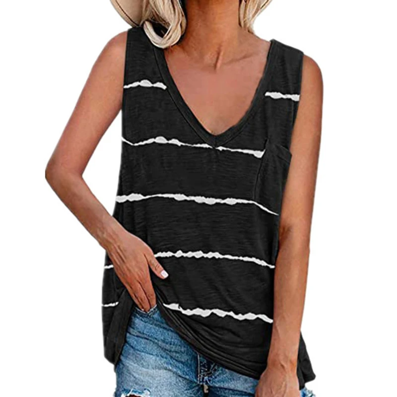 2021 New Women T-shirt Vest Printed Stripe Loose And Comfortable T-shirt Vest Breathable And Comfortable Printed Striped Vest
2021 New Women T-shirt Vest Printed Stripe Loose And Comfortable T-shirt Vest Breathable And Comfortable Printed Striped Vest