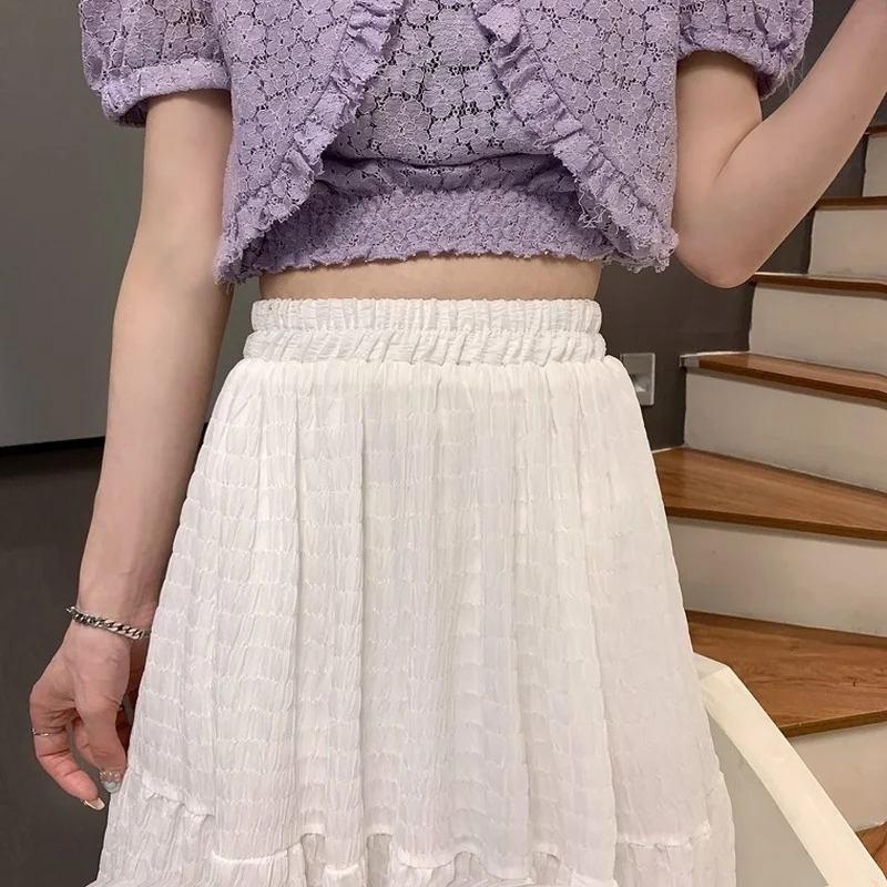 Skirts Women Solid Sweet High Waist Pleated Casual Elegant Fashion Womens Korean Style Midi Skirt Summer Summer Chiffon Thin New
Skirts Women Solid Sweet High Waist Pleated Casual Elegant Fashion Womens Korean Style Midi Skirt Summer Summer Chiffon Thin New