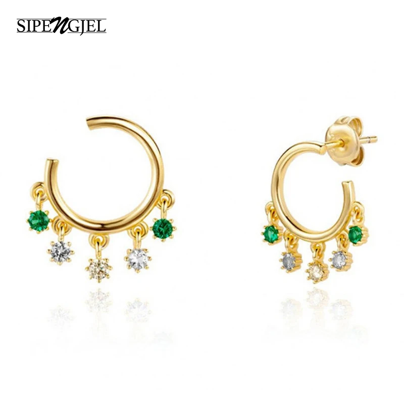 SIPENGJEL Trendy Cubic Zircon Geometric Round Stud Earrings Green Crystal Tassel Earrings For Women Korean Jewelry
SIPENGJEL Trendy Cubic Zircon Geometric Round Stud Earrings Green Crystal Tassel Earrings For Women Korean Jewelry