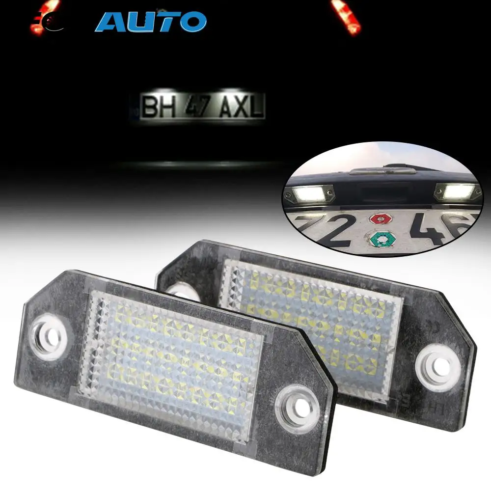 

No Error DC12V 24 LED White Light 2PCS Number Plate Lamp For Ford Focus C-MAX MK2 03-08 6W Car License Plate Lights