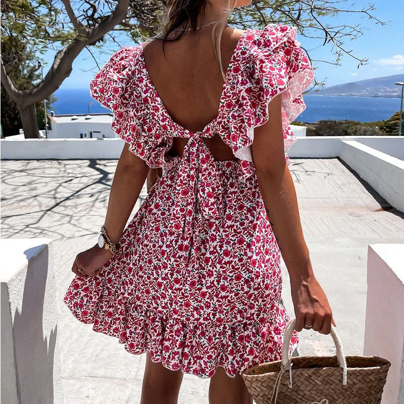 Butterfly Sleeve Floral Print Mini Dress Boho A Line Woman Dress Sexy Back Lace-up Beach Party Dress Women Vestido Midi Elegante
Butterfly Sleeve Floral Print Mini Dress Boho A Line Woman Dress Sexy Back Lace-up Beach Party Dress Women Vestido Midi Elegante