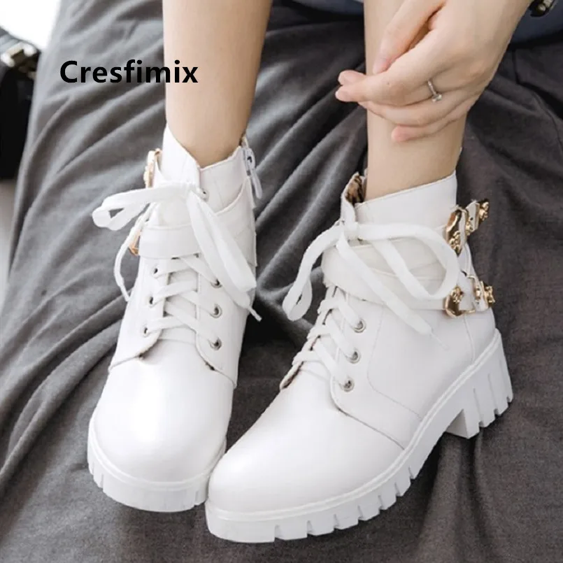 Cresfimix Women Fashion Comfortable Black High Quality Pu Leather Autumn Lace Boots Lady Winter White Boots Boots Bottes B6093
Cresfimix Women Fashion Comfortable Black High Quality Pu Leather Autumn Lace Boots Lady Winter White Boots Boots Bottes B6093