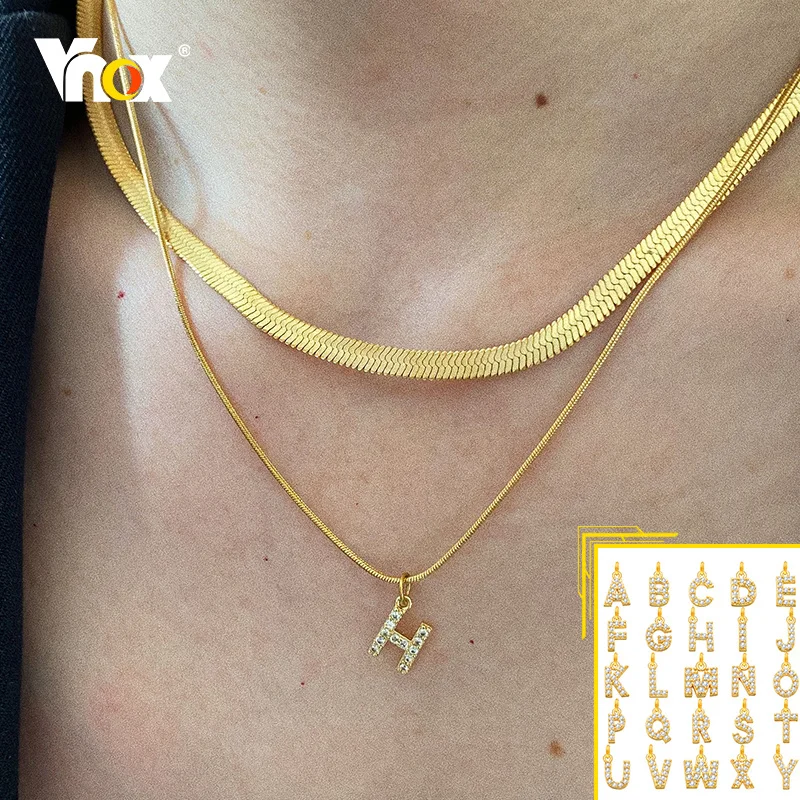 Vnox Women Gold Tone Initial Chain Choker Necklaces, Multi-Layer Flat Snake Herringbone Figaro Chains,A-Z 26 Alphabets Accessory
Vnox Women Gold Tone Initial Chain Choker Necklaces, Multi-Layer Flat Snake Herringbone Figaro Chains,A-Z 26 Alphabets Accessory
