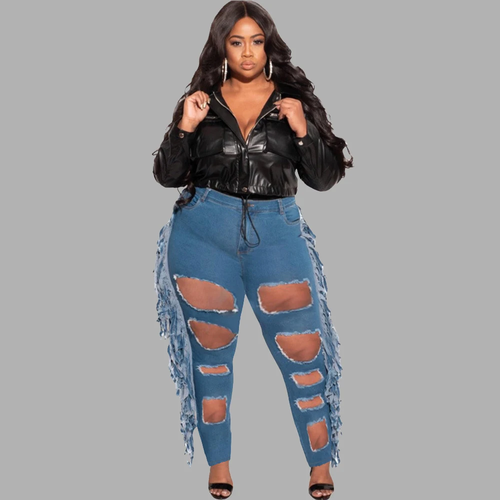 HAOOHU Plus Size Clothes Fashion Street Wear Jeans 4xl 5xl Sexy Hollow Out Hole Tassel High Waist Slim Trend Women Pants Urban
HAOOHU Plus Size Clothes Fashion Street Wear Jeans 4xl 5xl Sexy Hollow Out Hole Tassel High Waist Slim Trend Women Pants Urban