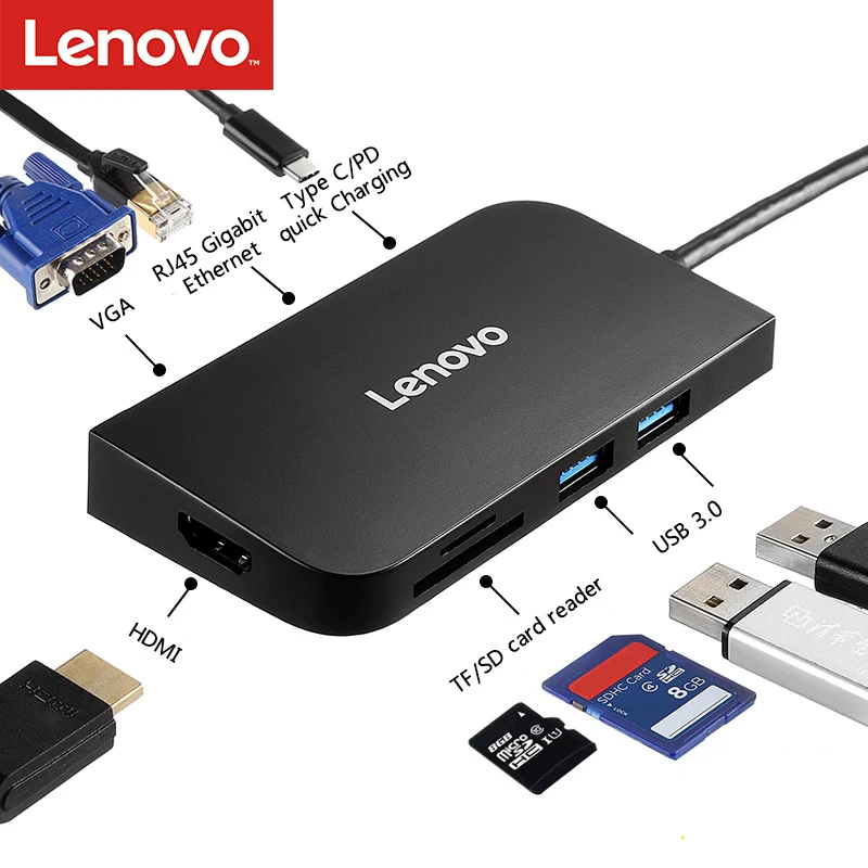 Адаптер-концентратор Lenovo USB Type-C на 4K HDMI 1080P VGA RJ45 1000 м USB 3,0 для компьютера, ПК, ноутбука, Macbook, аксессуары, разветвитель
Адаптер-концентратор Lenovo USB Type-C на 4K HDMI 1080P VGA RJ45 1000 м USB 3,0 для компьютера, ПК, ноутбука, Macbook, аксессуары, разветвитель
