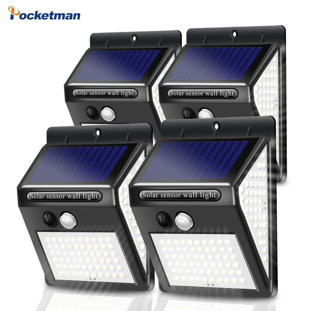 144 LED Solar Wall Light Automatic Induction Super Bright Wall Light 3 side Solar Street Light for Fence,Garage IP65 Waterproof
144 LED Solar Wall Light Automatic Induction Super Bright Wall Light 3 side Solar Street Light for Fence,Garage IP65 Waterproof