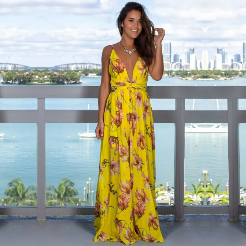 Women's Summer Boho Floral Slit Holiday Long Maxi Evening Party Beach Dress Summer Long Maxi Wrap Sundress
Women's Summer Boho Floral Slit Holiday Long Maxi Evening Party Beach Dress Summer Long Maxi Wrap Sundress