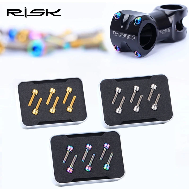 RISK 6PCS M5x18mm/ M5x20mm Titanium Stem Screws Bolt with Washer Bicycle Bike MTB Steering Stem Handlebar Ultralight Stem Screws
RISK 6PCS M5x18mm/ M5x20mm Titanium Stem Screws Bolt with Washer Bicycle Bike MTB Steering Stem Handlebar Ultralight Stem Screws