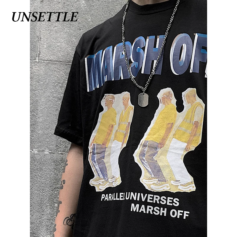 UNSETTLE 2020SS летняя Мужская/Женская Harajuku футболка в стиле хип хоп с забавным принтом