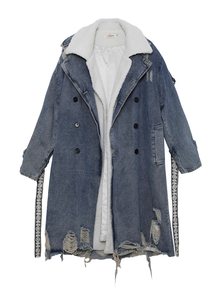 IRINAMS019 Fall Winter 2020 Collection Original Design Long Thick Two Piece Ripped Denim Winter Coat Women
IRINAMS019 Fall Winter 2020 Collection Original Design Long Thick Two Piece Ripped Denim Winter Coat Women