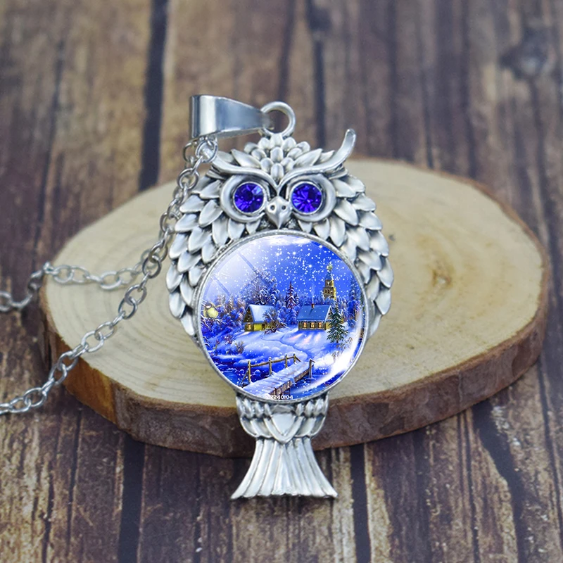 Snow House Christmas Scene Photo Necklace Glass Dome Owl Pendant Necklace Christmas Gift
Snow House Christmas Scene Photo Necklace Glass Dome Owl Pendant Necklace Christmas Gift