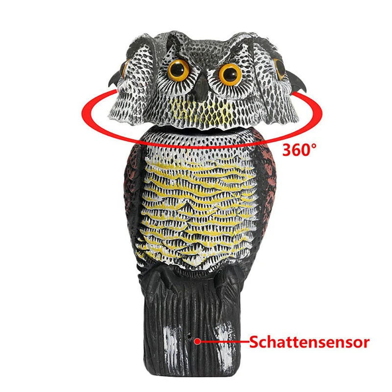 Bird Scarecrow Owl Rotatable Head To Scare Birds Realistic Sounds And Shadow Fake Owl Insects Outdoor Deterrent Decor Ornament
Bird Scarecrow Owl Rotatable Head To Scare Birds Realistic Sounds And Shadow Fake Owl Insects Outdoor Deterrent Decor Ornament