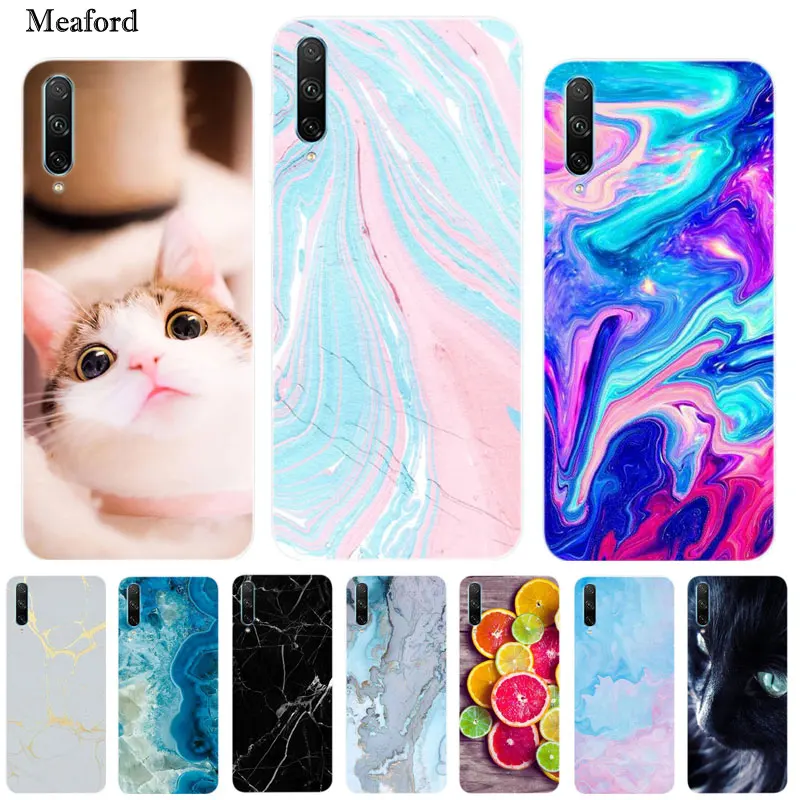 Силиконовый чехол на Honor 30i с мраморной кошкой мягкая задняя крышка из ТПУ для Huawei