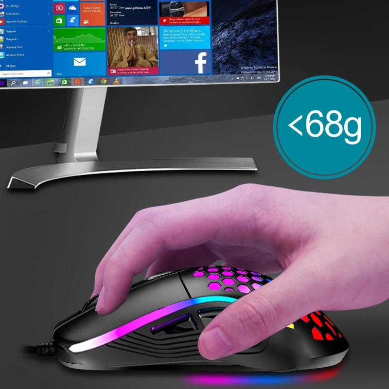 Wired Gaming Mouse Computer Mouse Lightweight RGB Backlight Honeycomb Shell Ergonomic Mice with Cable for PC Desktop
Wired Gaming Mouse Computer Mouse Lightweight RGB Backlight Honeycomb Shell Ergonomic Mice with Cable for PC Desktop