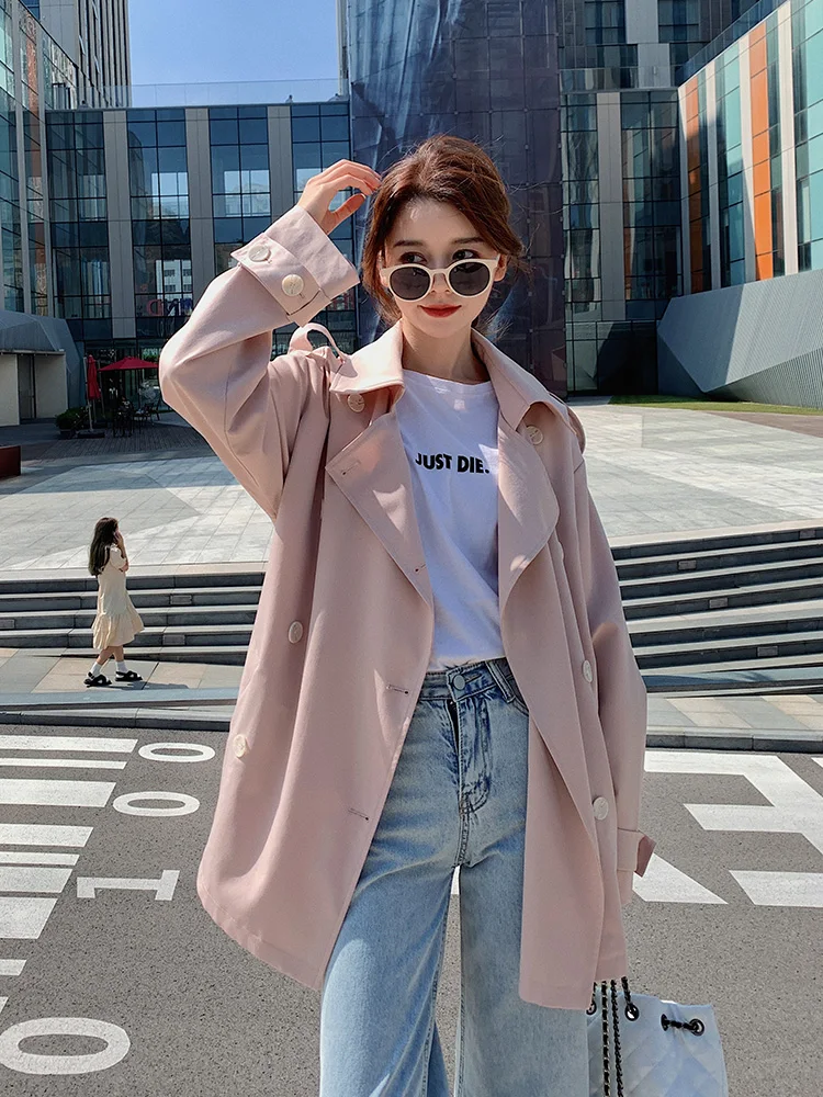 Women's Windbreaker Spring Autumn New British Fashion Loose High-quality Double-breasted Lace-up Long-sleeved Feminine Coat M102
Women's Windbreaker Spring Autumn New British Fashion Loose High-quality Double-breasted Lace-up Long-sleeved Feminine Coat M102